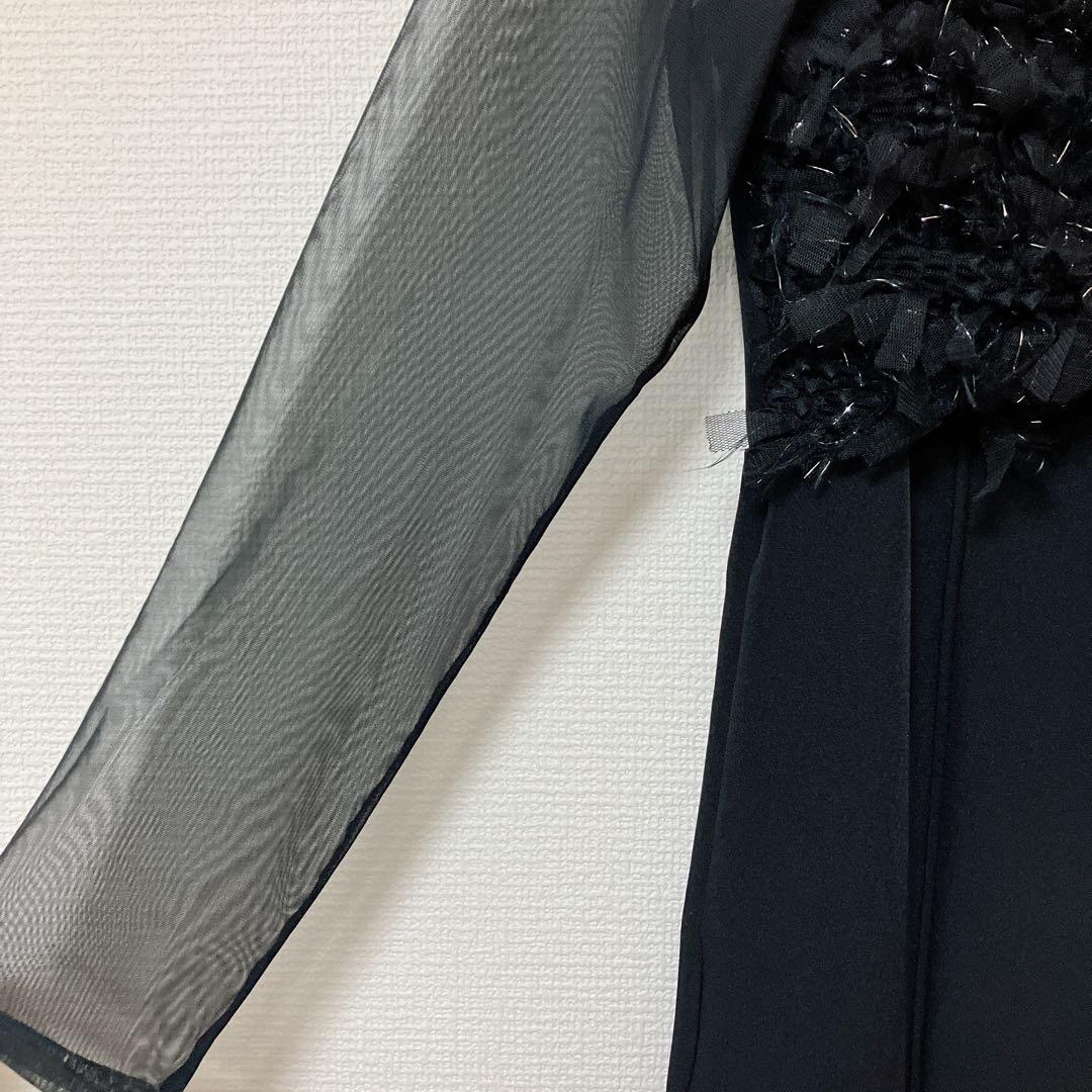 人気　ニアナ　フリンジグリッターノットドレス　パーティ　オケージョン　ブラック