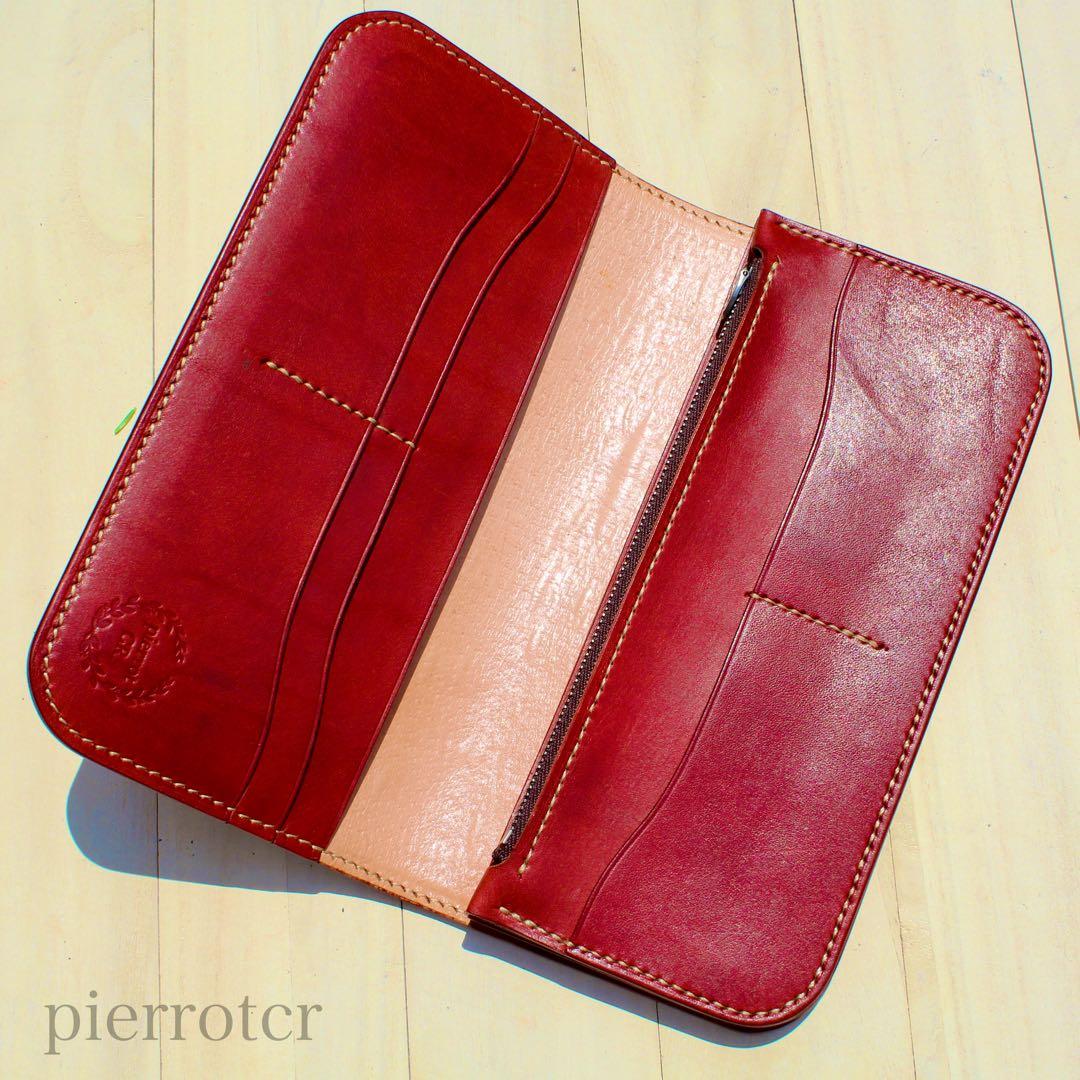 手彫り革財布　カービングロングウォレット