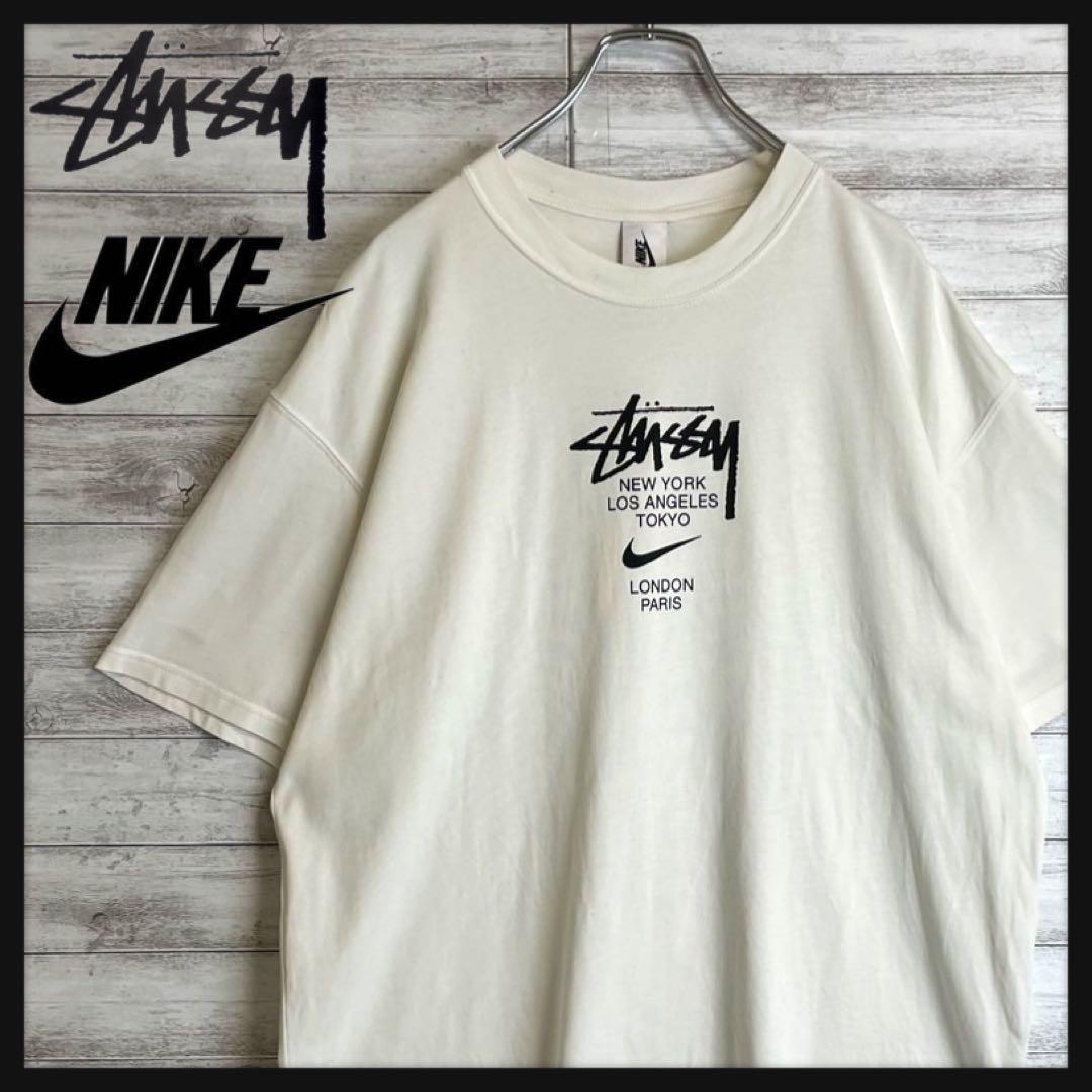 限定コラボ】ステューシー x ナイキ⭐︎センターロゴ Tシャツ 希少 Lサイズ