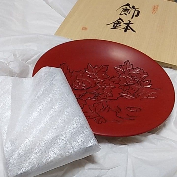 村上堆朱 鉢 大（岩牡丹) 立付