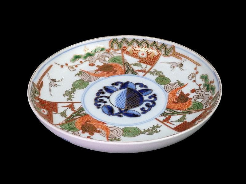 古伊万里 金襴手 松竹梅に鶴亀の図 膾皿 5客 D942AS-BNu