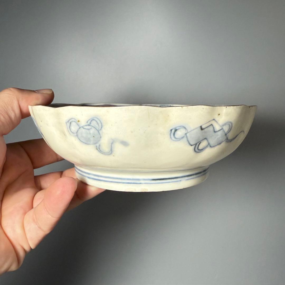 古伊万里 色絵千鳥文膾皿 12客 松 梅 蝶 魚 鹿の目 金蘭手 直径15cm