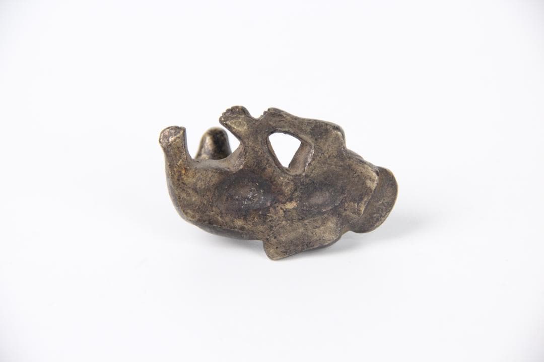 中国古銅 伏犬文鎮 鎮紙 明清時代 金工品 文房具 古美術 骨董 Eo1-
