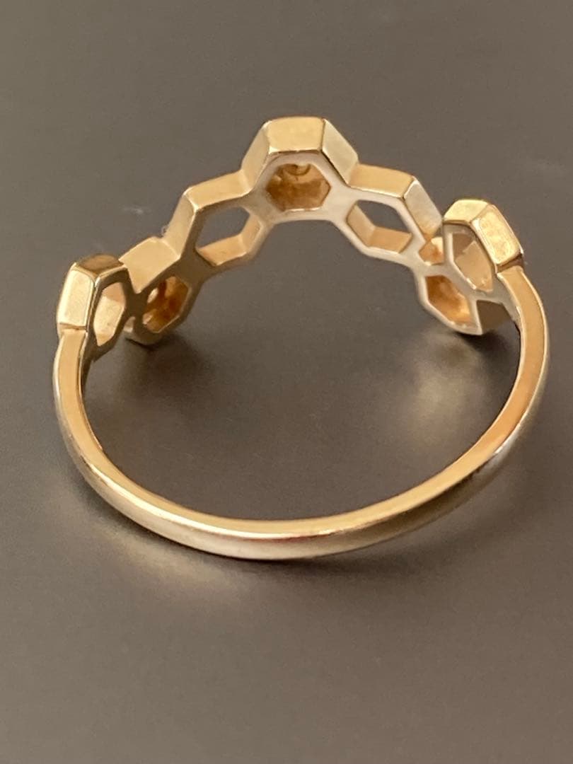 K18 ハニカム模様ダイヤモンドリング　蜂の巣　TSUTSUMI 個性的指輪