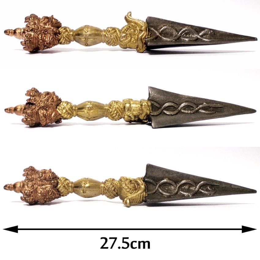 チベット密教法具 金剛杭 3面憤怒尊 プルパ キーラ 独鈷杵 27cm