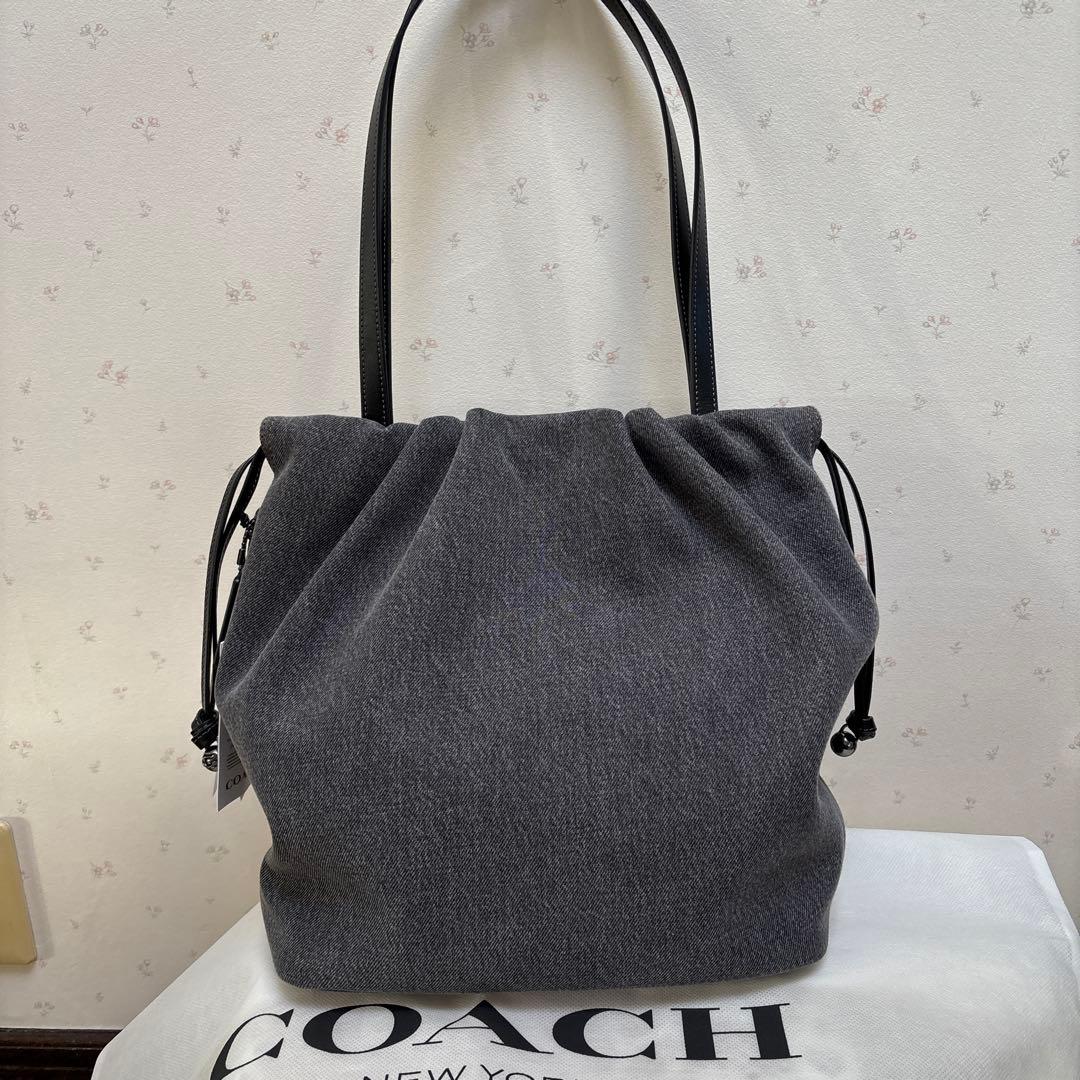 COACH デニムトートバッグ/巾着バッグ デニム ドローストリング 未使用品！