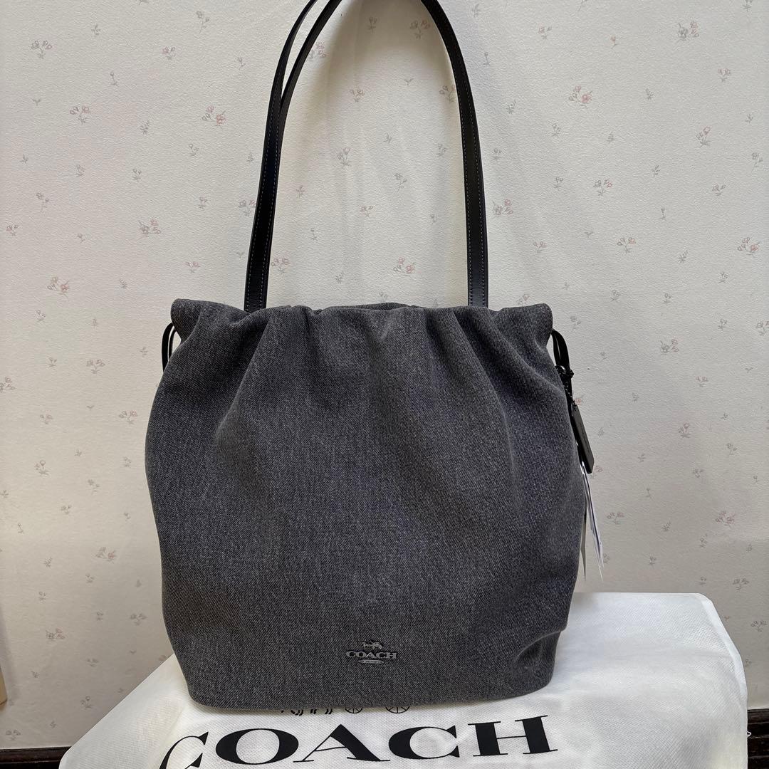 COACH デニムトートバッグ/巾着バッグ デニム ドローストリング 未使用品！