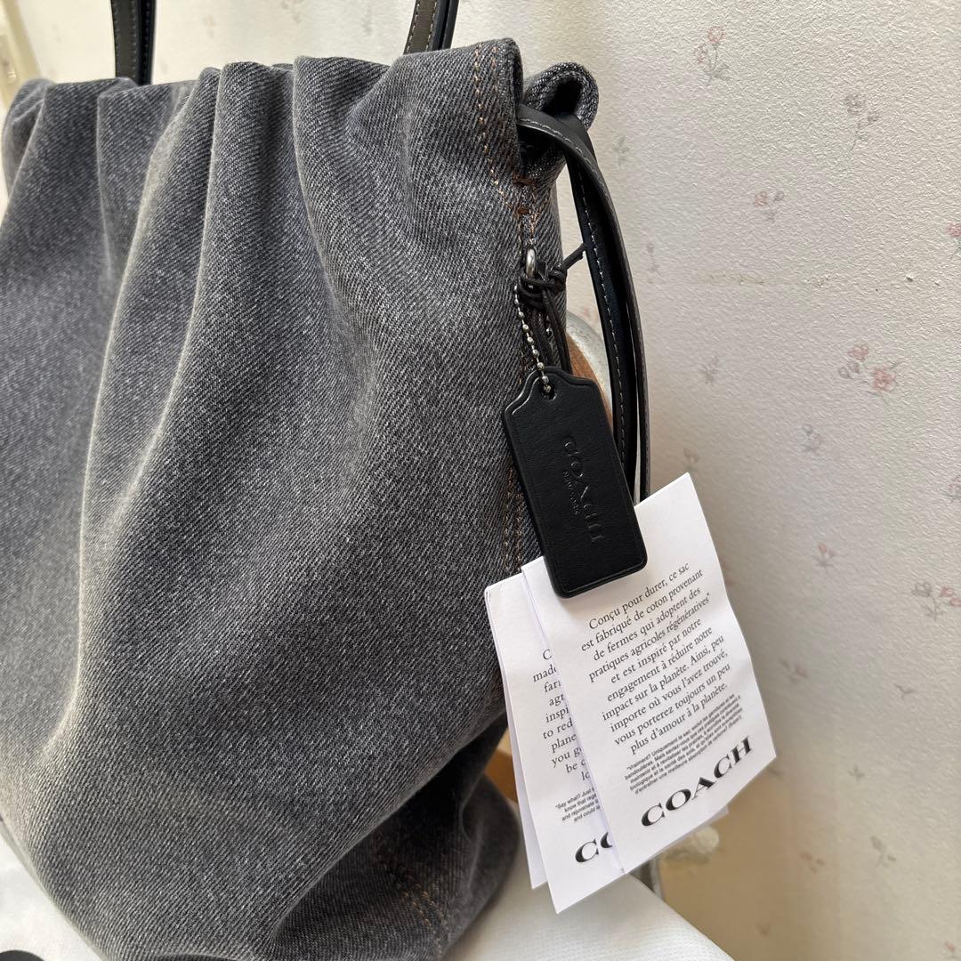 COACH デニムトートバッグ/巾着バッグ デニム ドローストリング 未使用品！