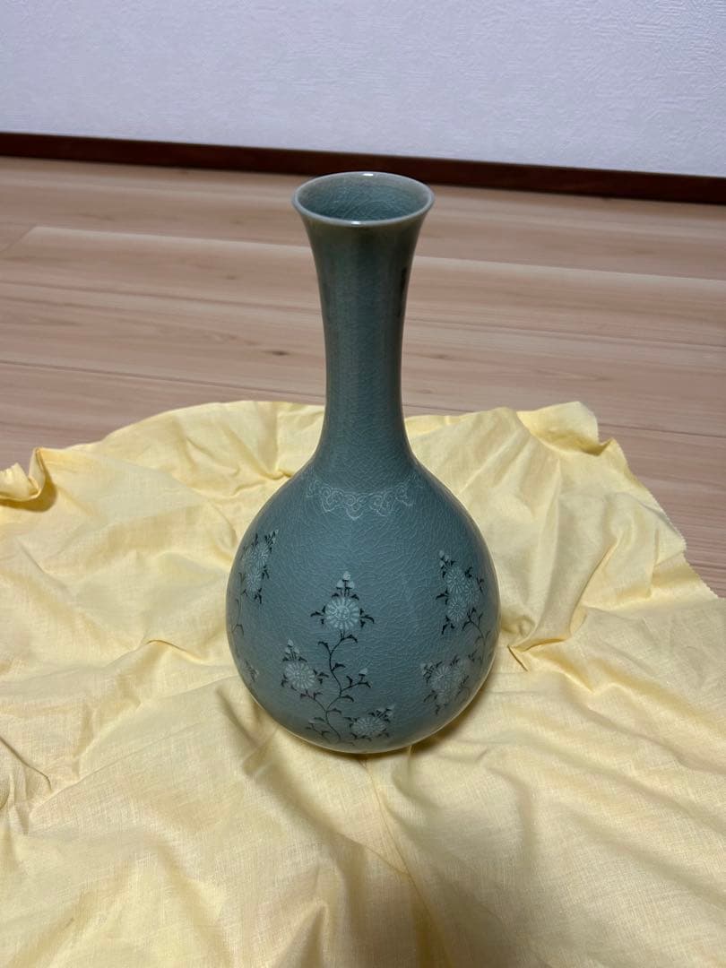 韓国人間文化財 柳海剛 (柳根瀅)作 高麗青磁 花瓶