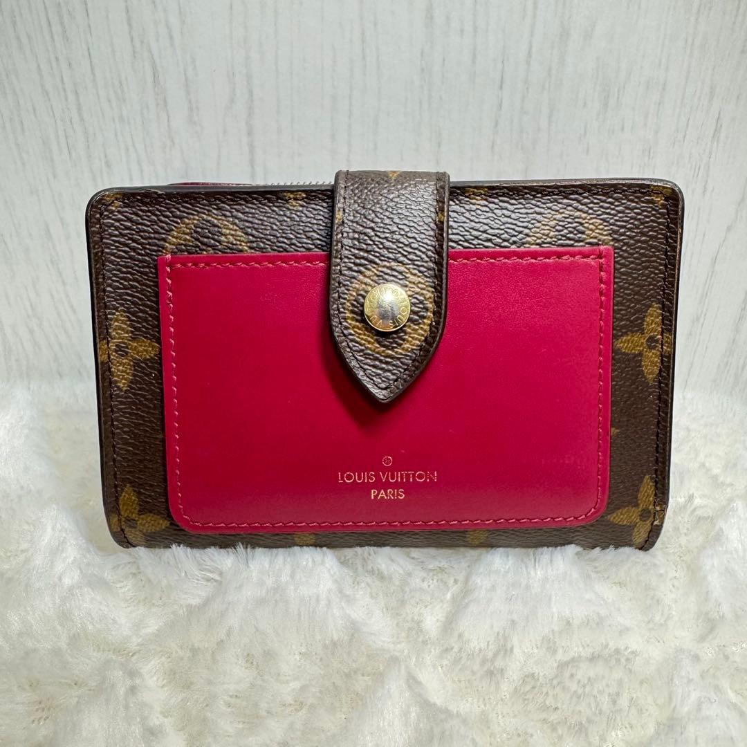 ルイヴィトン ポルトフォイユジュリエット モノグラム フューシャ 二