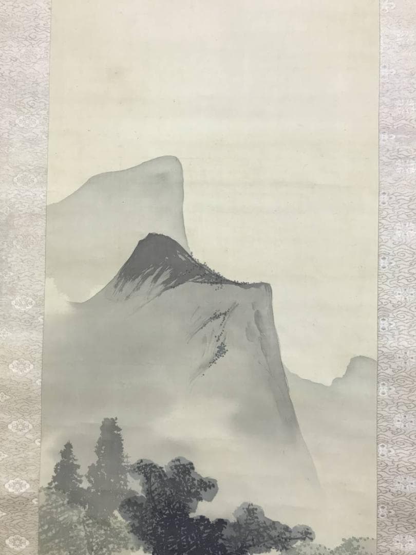 【真作】川端玉章/山村田家図/山水図/掛軸/名家伝来/AD-278