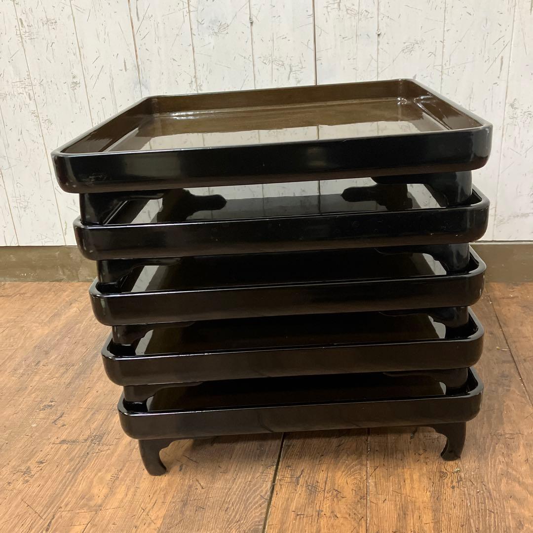 D-4 ② 昭和レトロ 会議膳 膳 御膳5客セット セット売り 四角形 正方形