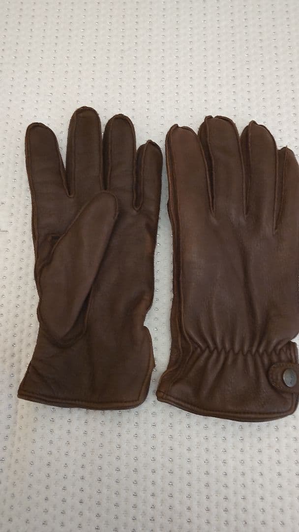 ALPOブラウンレザー手袋 ボタン付き - メルカリ