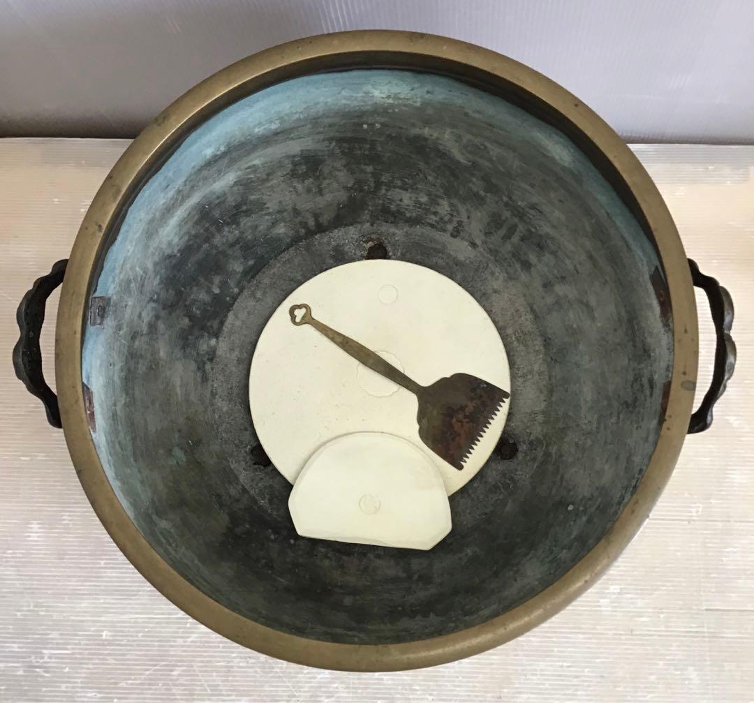 茶道具 灰炉 銅製 木製台•底瓦•前瓦•灰ならし