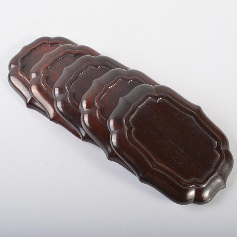 中国 唐木紫檀製 茶托 小皿 五客 V R6552E