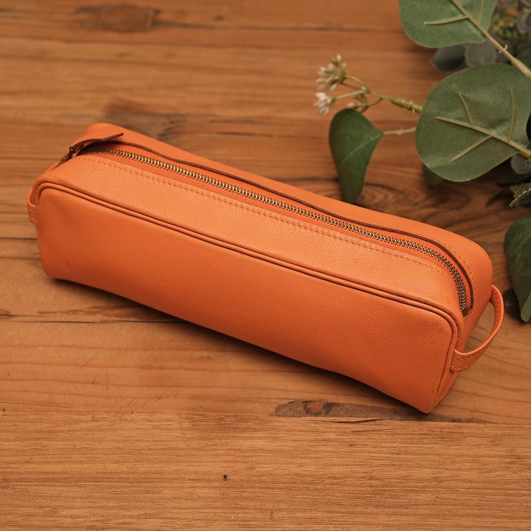 エルメス Scrib スクリブ ペンケース ポーチ オレンジ マルチケース