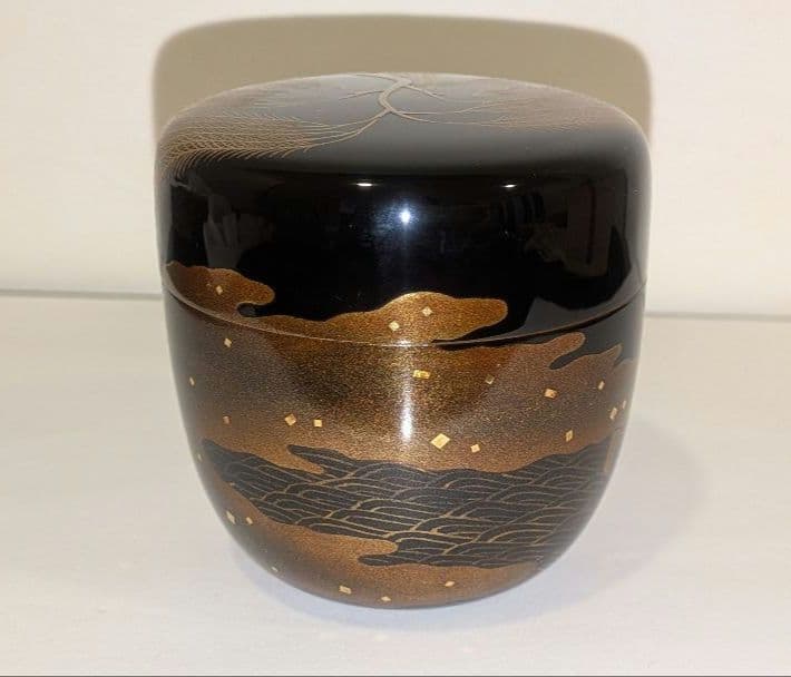 柳橋蒔絵 棗』宗水作 茶道具 共箱共布 清水宗水 内銀溜塗