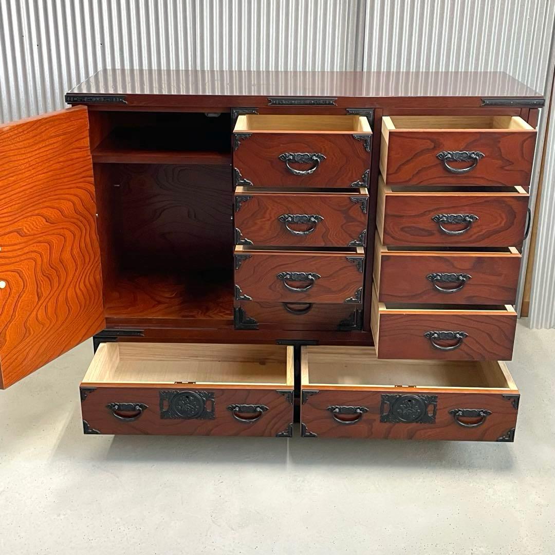 和ダンス 違い棚 木製家具 ダークブラウン 小道具 M0162