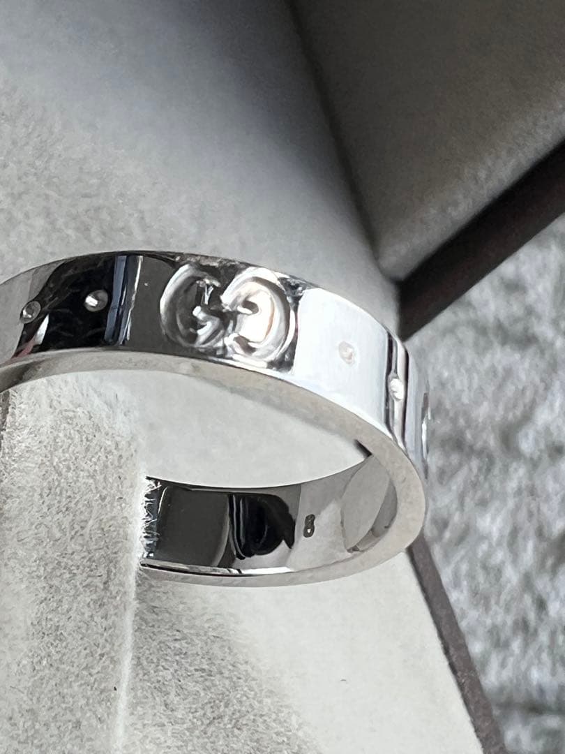 えまひ！GUCCI グッチアイコン指輪8号　18金　ホワイトゴールド