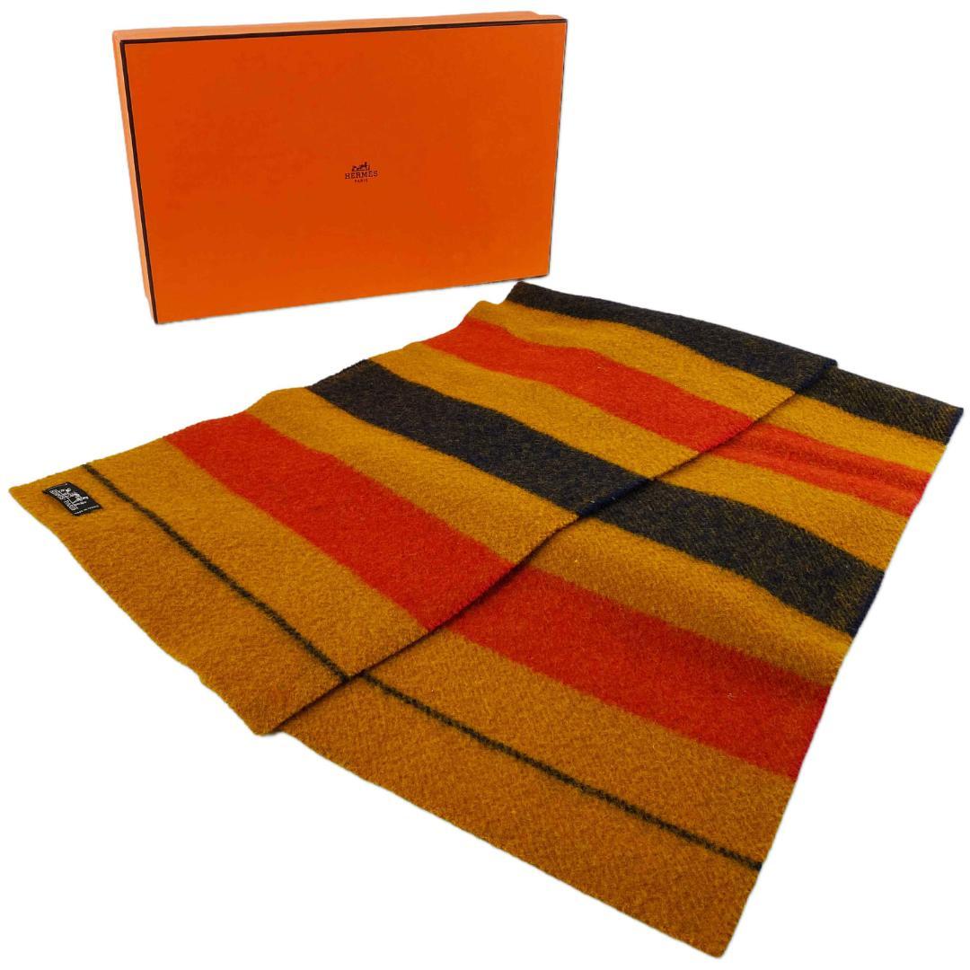 ☆高級生地/箱付き☆エルメス ロカバール ウール100％ マフラー フランス製