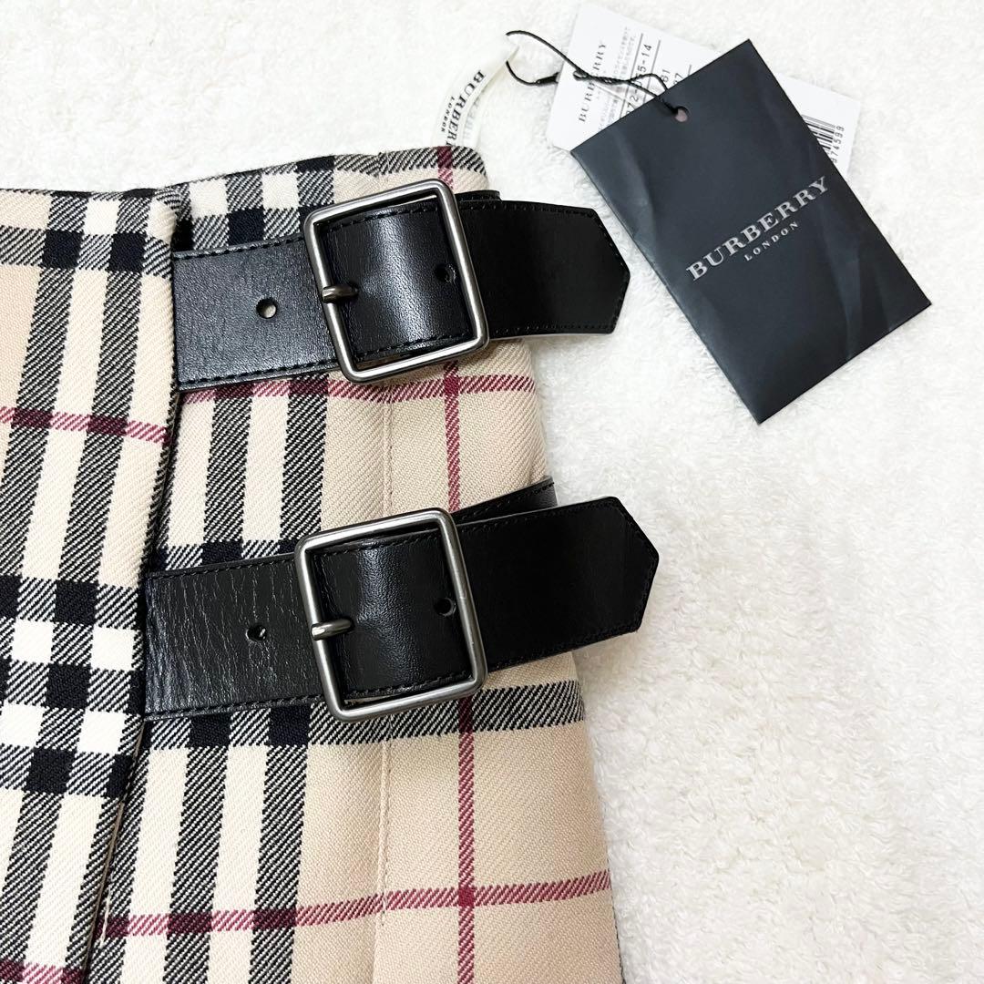 新品未使用　バーバリーロンドン　ノバチェック　プリーツスカート 毛　タグ付き36