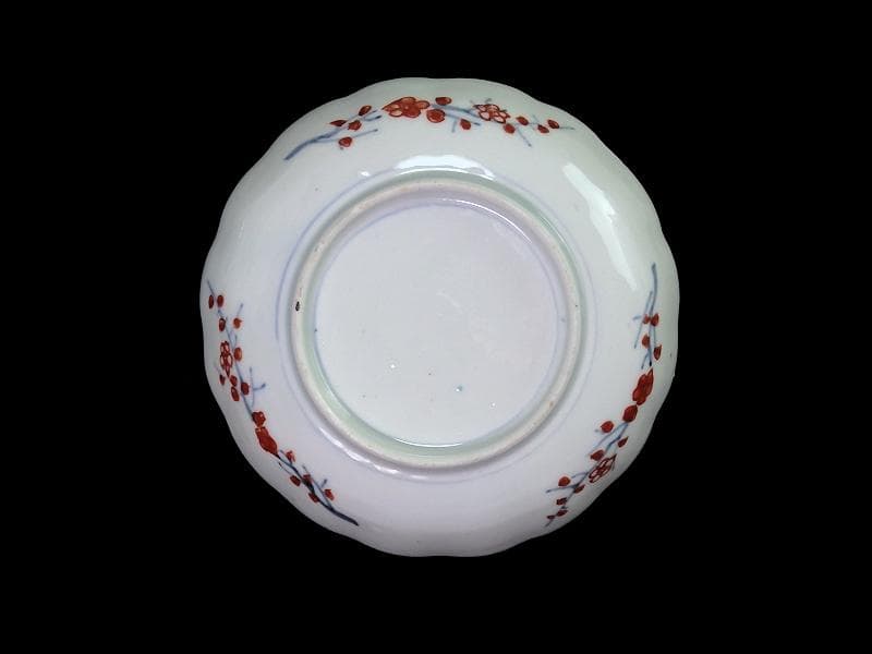 古伊万里　金襴手　花鳥紋に松竹梅の図　４寸皿　５枚　C071AS-CQj