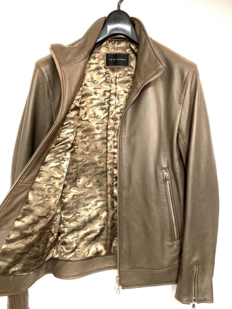 Mサイズ テットオム TETE HOMME レザージャケット ライダース 男女
