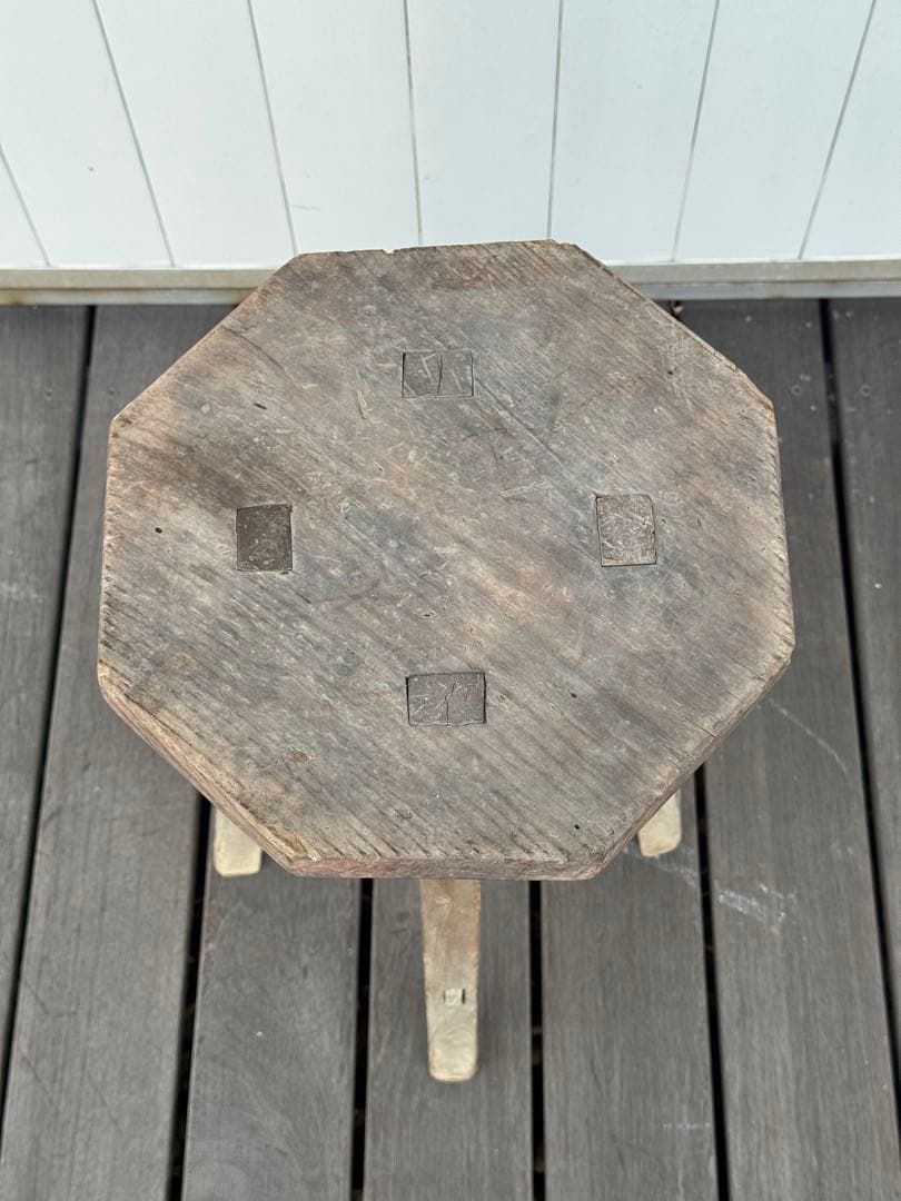 アンティーク ヴィンテージ 古道具 木製 八角形 スツール 昭和レトロ