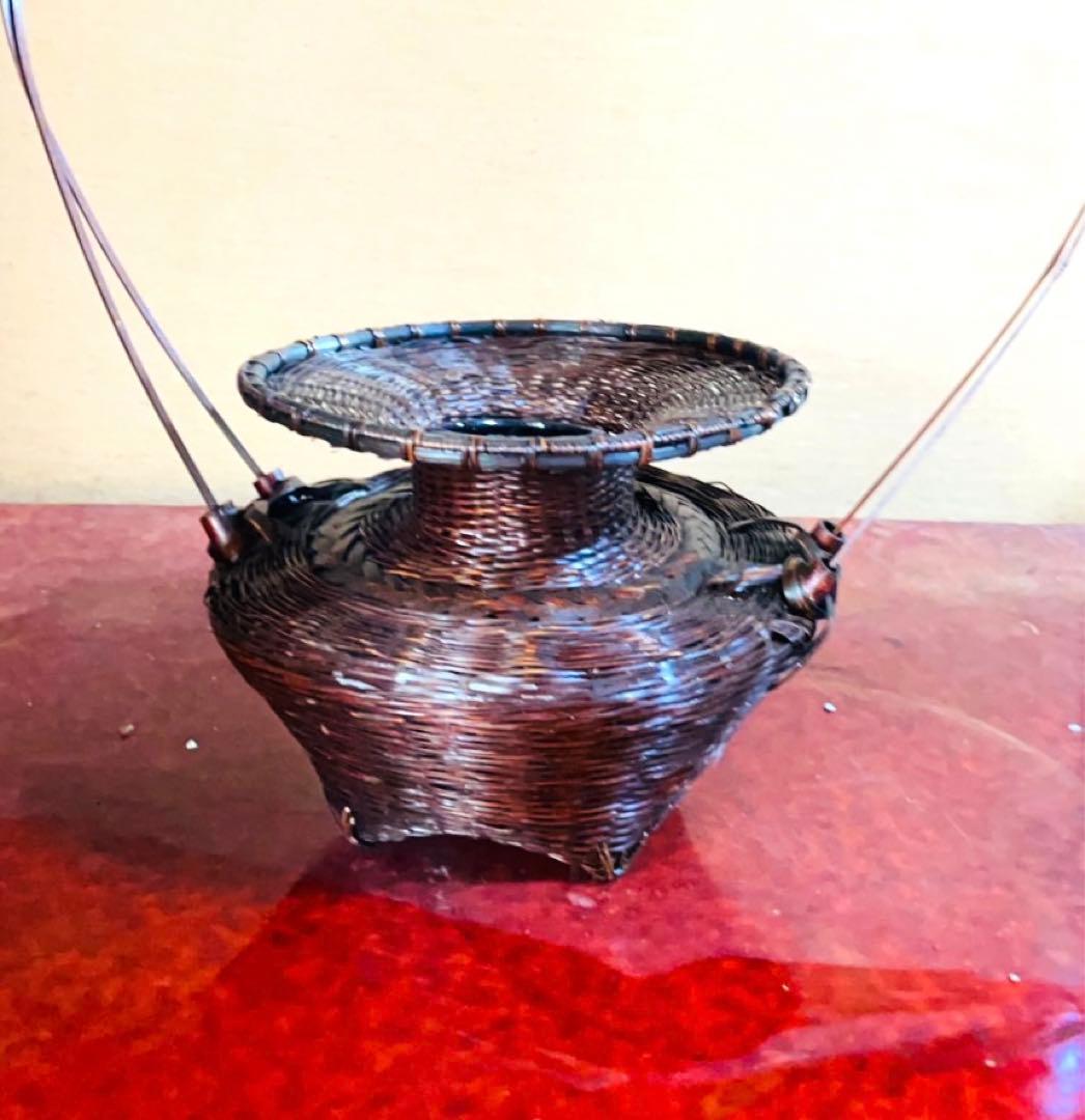 達磨牡丹篭 池坊 華道 いけばな 牡丹籠 手付竹籠 染牡丹籠 牡丹篭