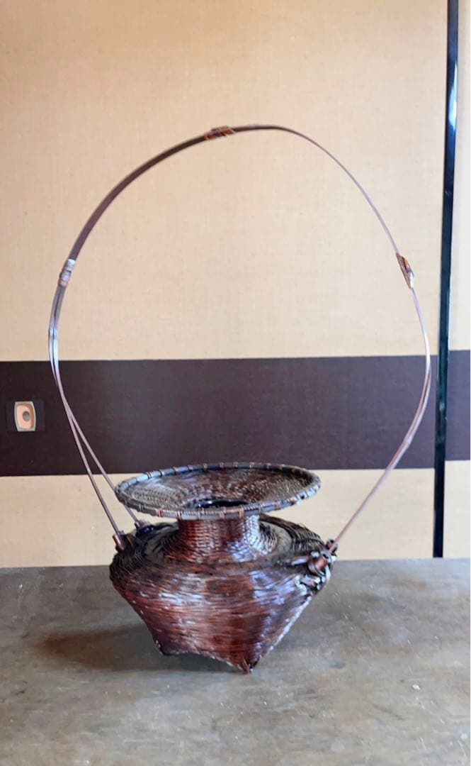 達磨牡丹篭 池坊 華道 いけばな 牡丹籠 手付竹籠 染牡丹籠 牡丹篭