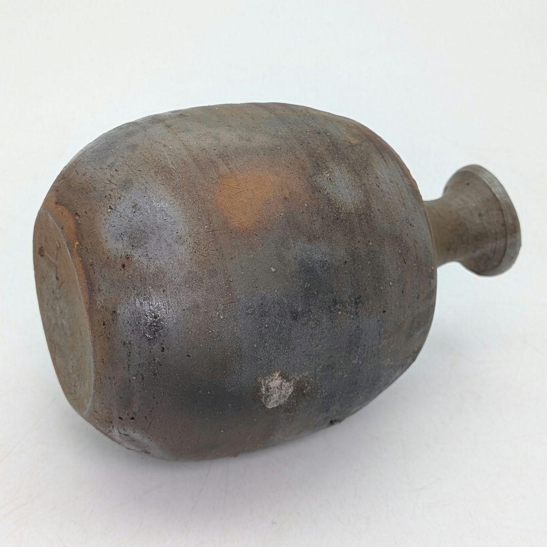 備前市無形文化財 榊原清人 備前焼 銀彩徳利花入 共箱