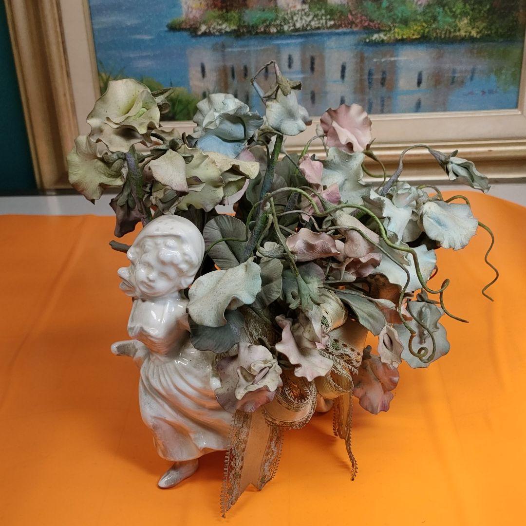 花車と少女 リヤドロ「花車」と「小鳥と話す少女」付属品「花の置物達