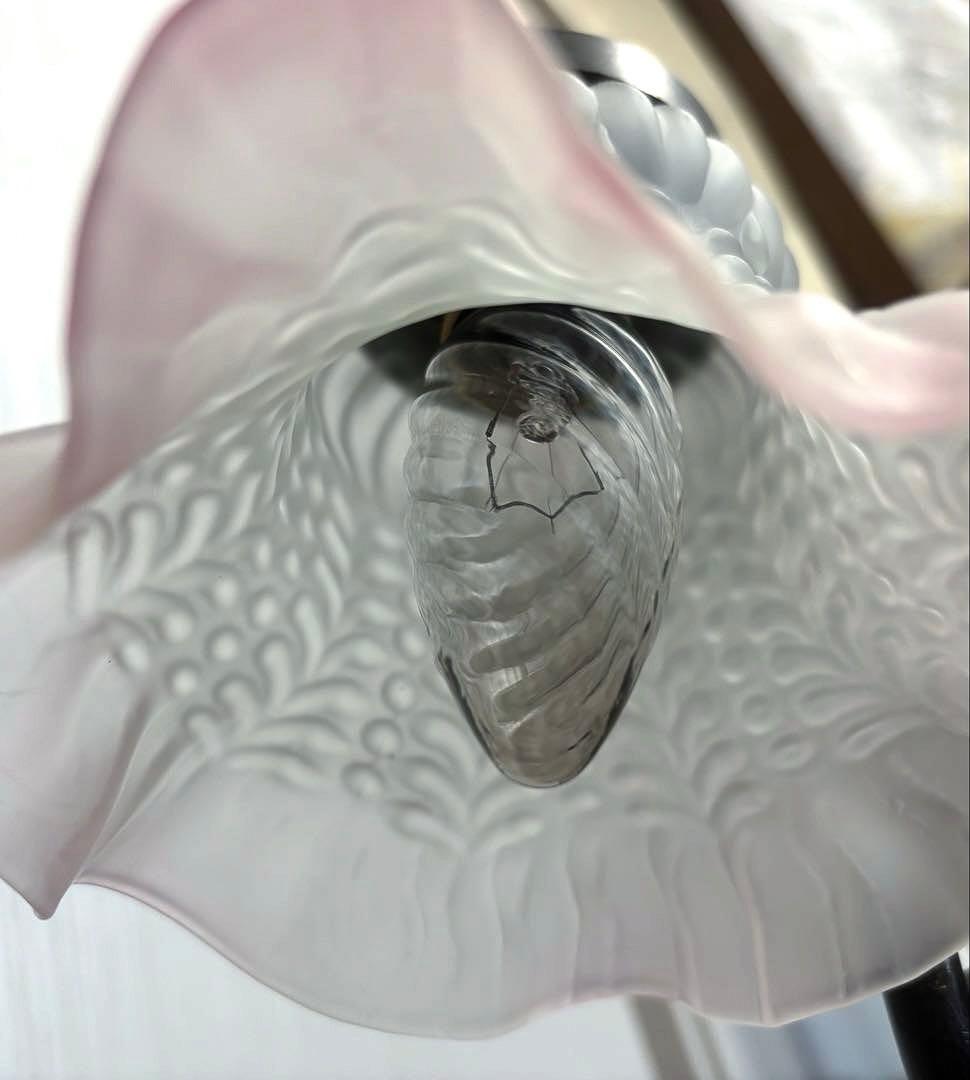 美品 アンティーク フランス スタンド フラワー ランプ ピンク 真鍮