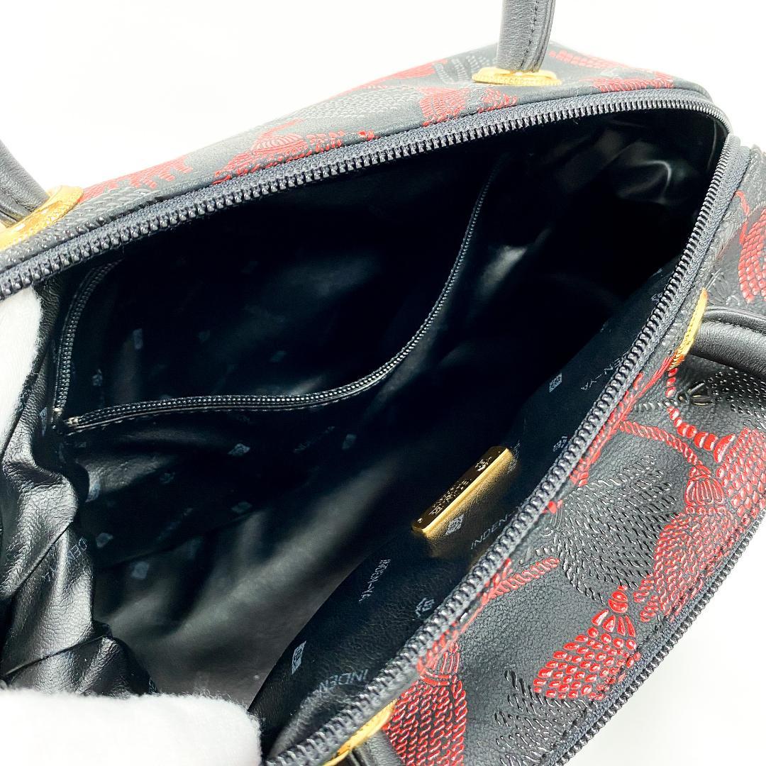 印傳屋 INDEN-YA ベネッセージ 房柄 ハンドバッグ 甲州印伝 鹿革