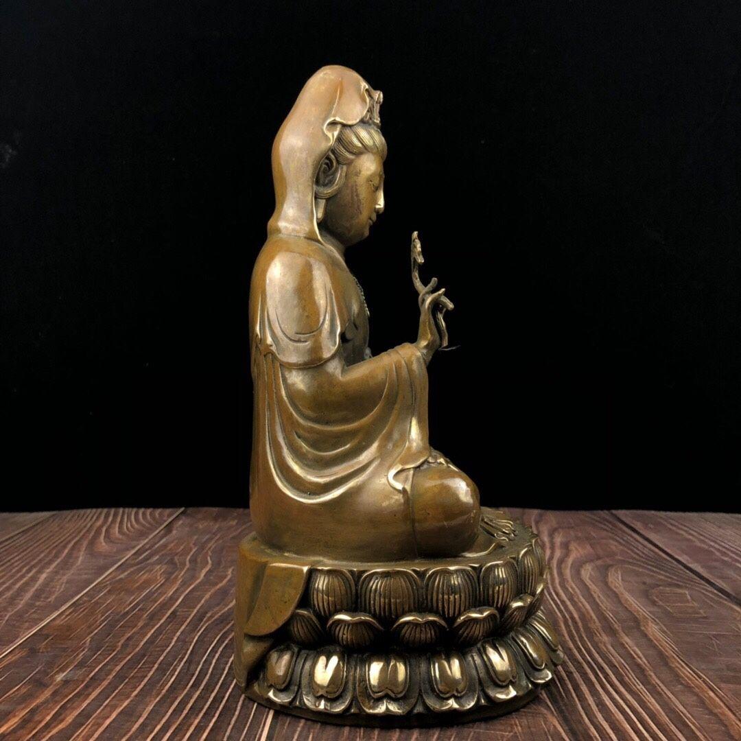 仏像 銅像 柳枝観世音仏像 彫刻 置物 開運 風水 工芸品 置物