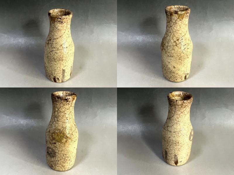 花瓶□古志野 丸紋 桃山期 華入 徳利型 古い花器 唐草 時代物 骨董