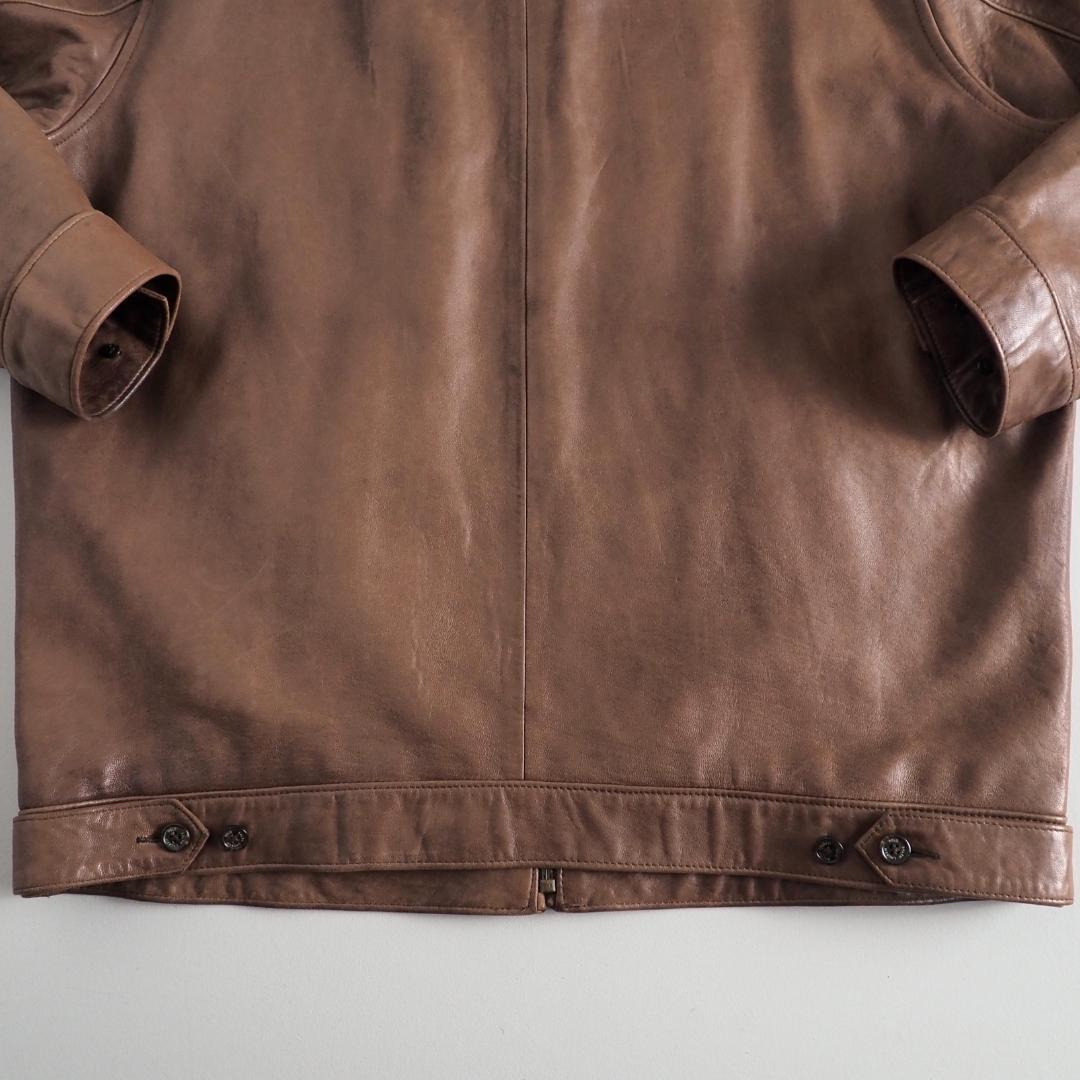 ラルフローレン 羊皮 レザージャケット ブラウン 裏地チェック - メルカリ
