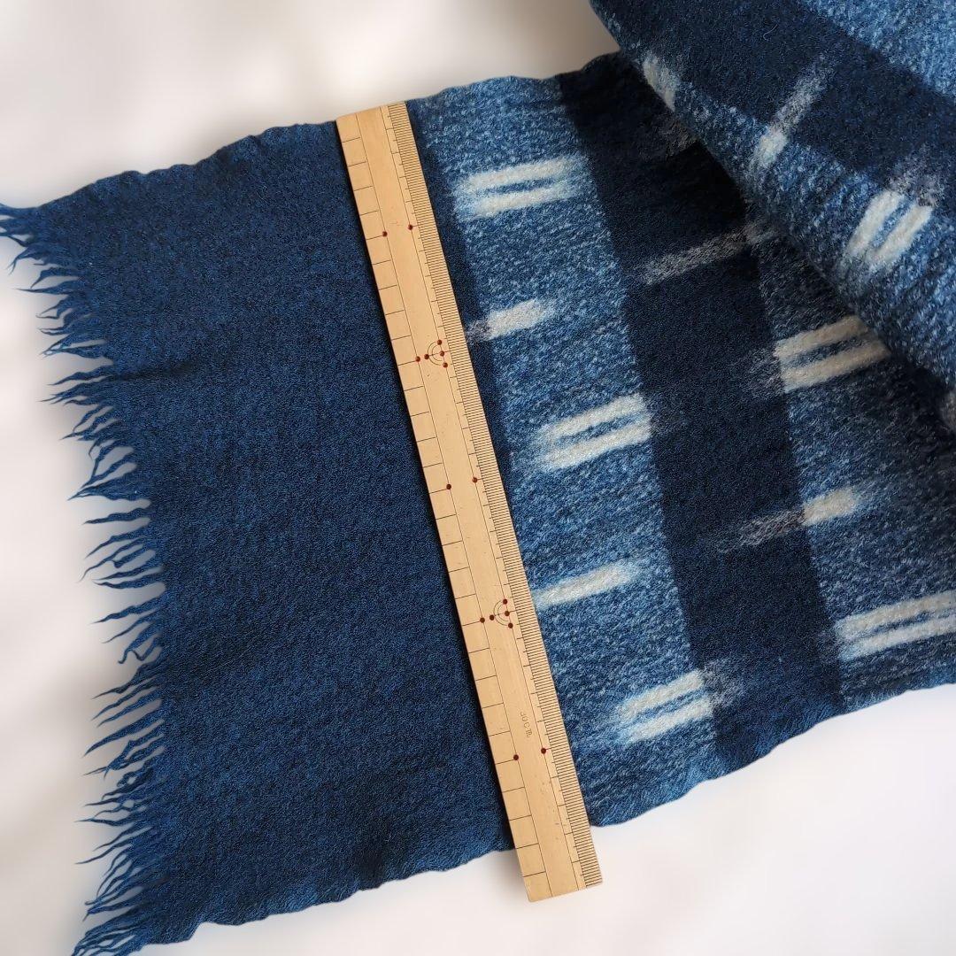 45R インドメリノカシミヤ 絣タータン ネイビー インディゴ - メルカリ