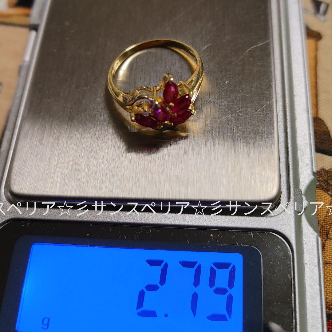 K18 ルビー0.89ctクラスターデザインリング