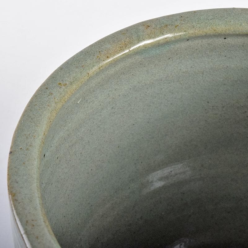 韓国 水広陶窯 李貞夏作 高麗青磁 花文 水指 合わせ箱 V