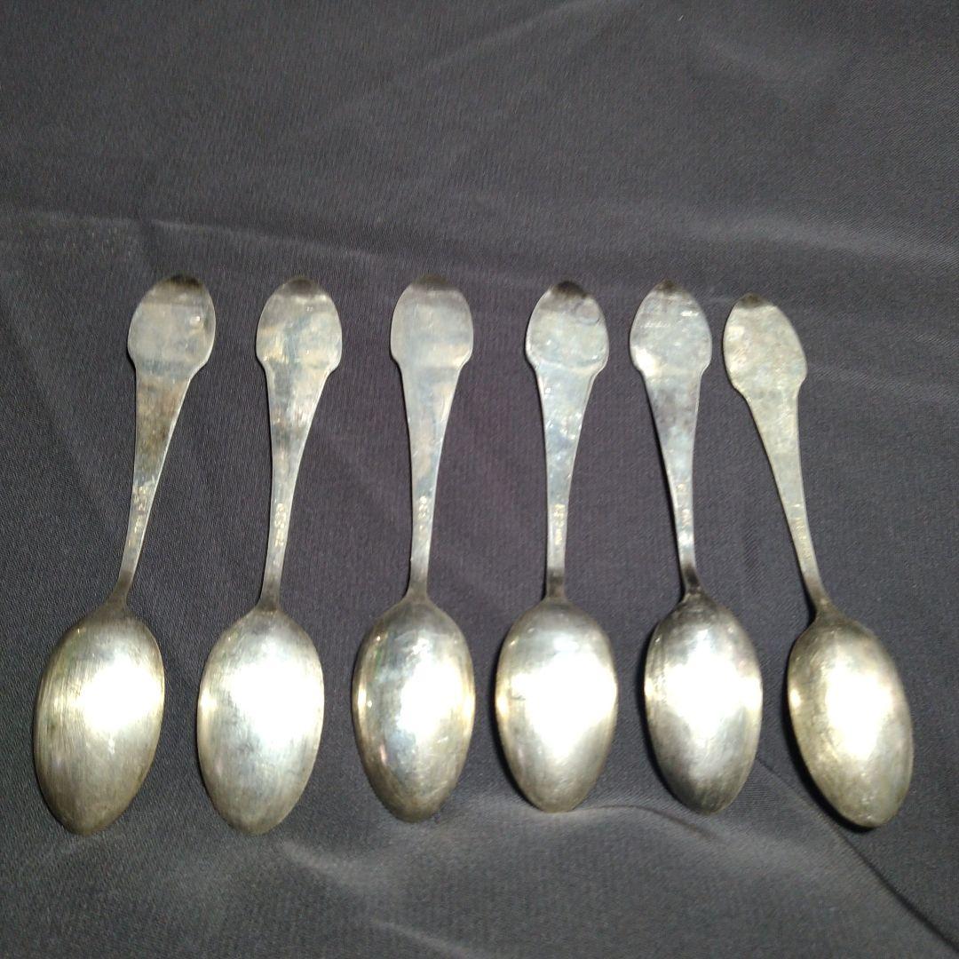 銀製　彫金　ハンドル付きバスケット　スプーン　セット