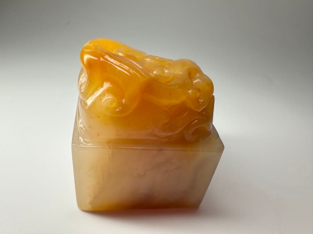 螭虎献芝】 ラオス 老挝 水凍 印材 落款 遊印 雅号 大材 螭虎 【