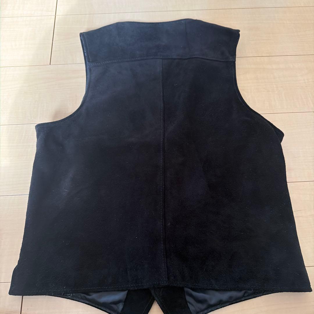 Schott vintage 黒 ブラック スウェードベスト くるみボタン