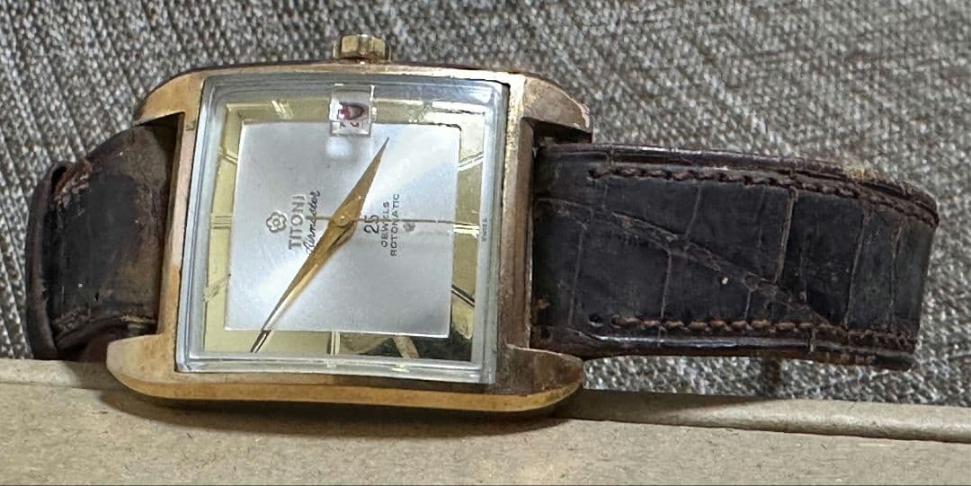 TITONI Airmaster 25石 自動巻き デイト スクエア 腕時計