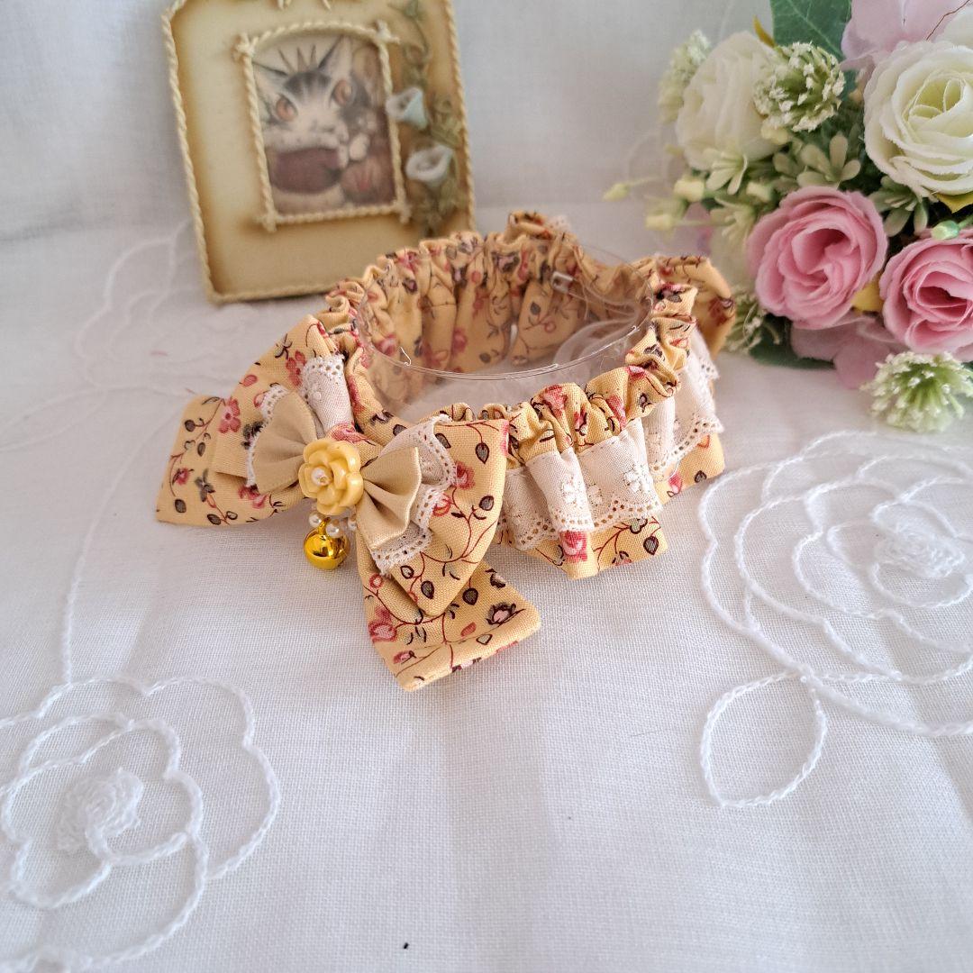 短毛シュシュ(赤②)つまみ細工付き、わんちゃん猫ちゃん用