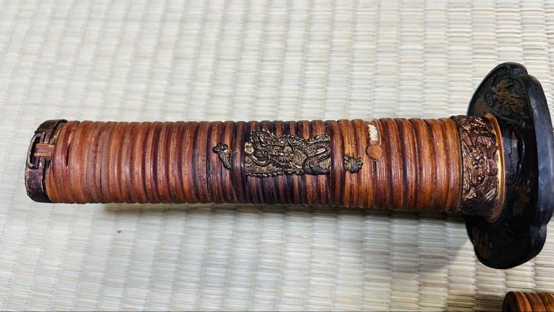 模造刀 大小 2振りセット 藤巻 鍔付き雲龍拵 笄付き 250519-4