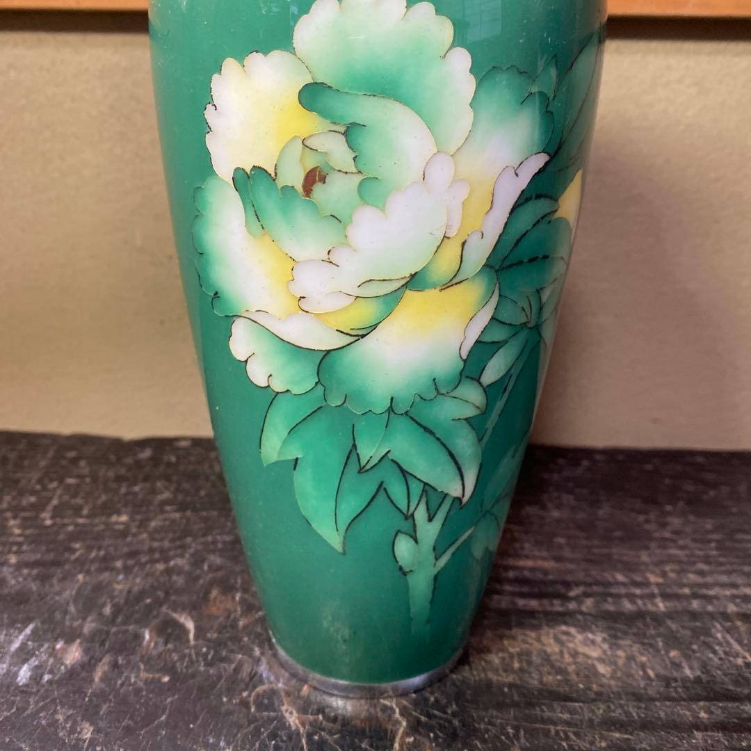 翡翠色七宝焼花瓶7cm22cm - メルカリ