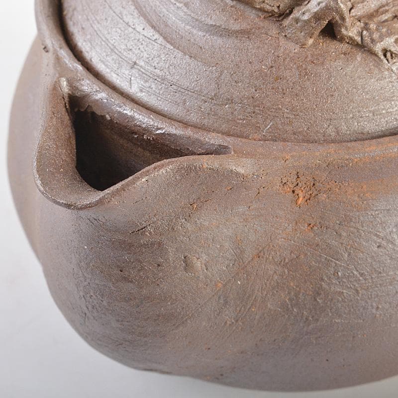 煎茶道具　備前焼　緒方一輝作　宝瓶　共布共箱　M　R7490