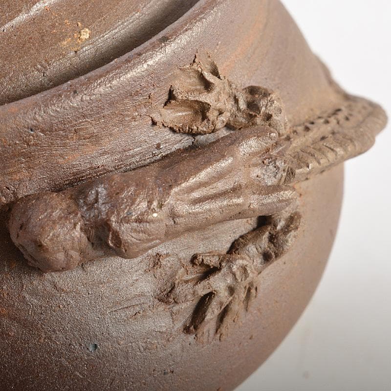 煎茶道具　備前焼　緒方一輝作　宝瓶　共布共箱　M　R7490