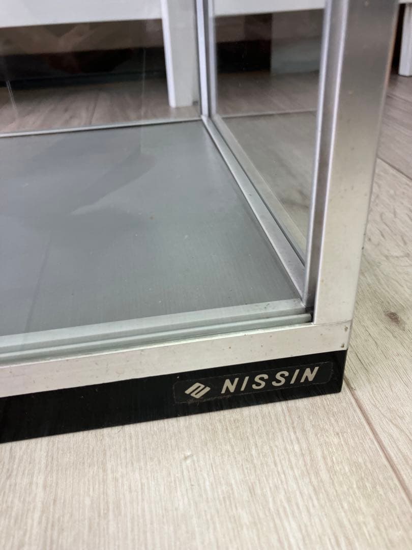 NISSIN アルミ 昭和レトロ ガラスショーケース 2段 ディスプレイ